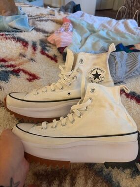 Converse Women’s Platform High-Top Sneakers — White with Gum Sole